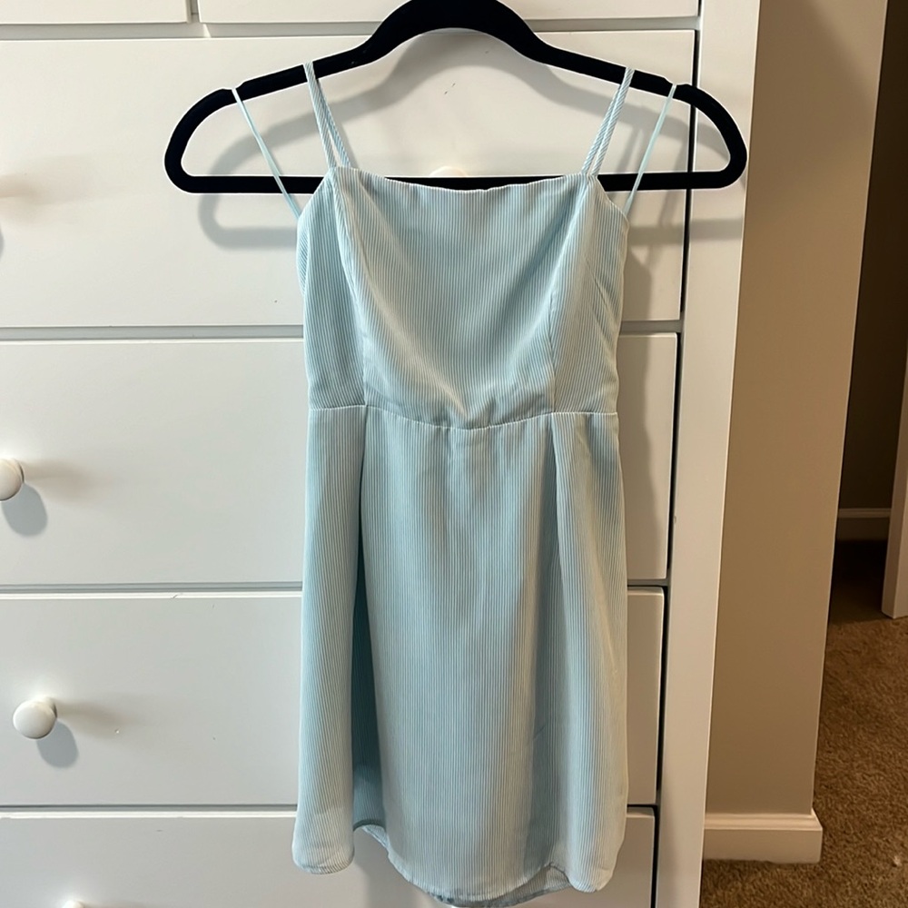 Women’s Skyler& Madison, light blue pinstriped dress, size Small